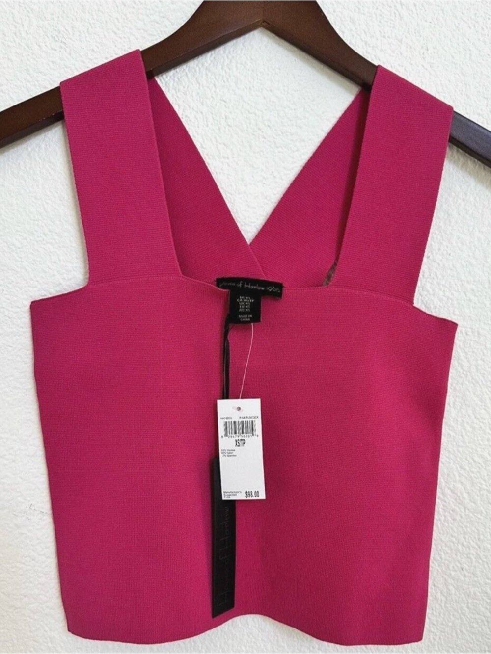 House of Harlow 1960 x Revolve Wide Strap Compression Crop Top in Hot Pink XS